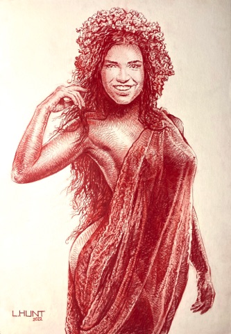 "The Woman In Red" by L.HUNT, 20" x 14"
Colored Pencil on Illustration Board